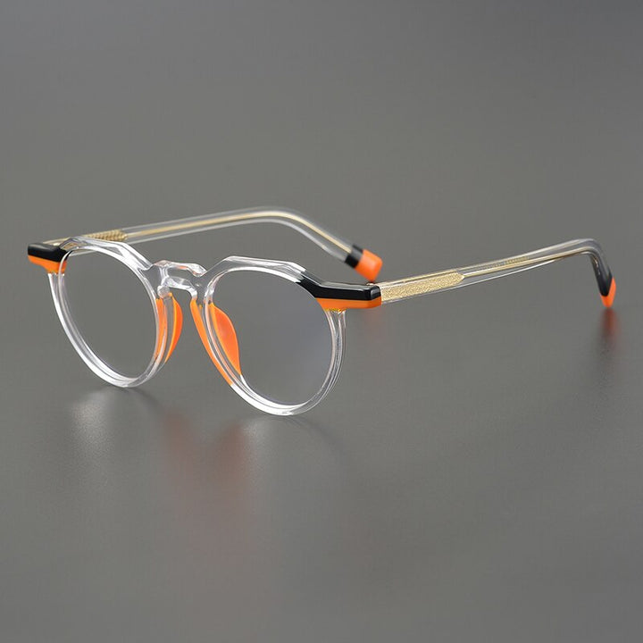 Gatenac Unisex Full Rim Round Acetate Eyeglasses Gxyj831 Full Rim Gatenac Transparent  