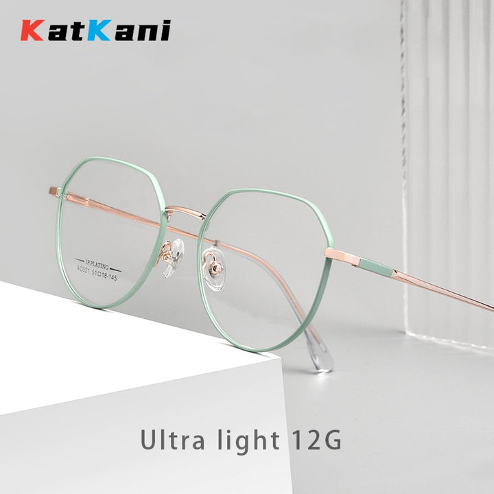 KatKani Unisex Full Rim Small Polygonal Alloy Eyeglasses Ac201b Full Rim KatKani Eyeglasses   
