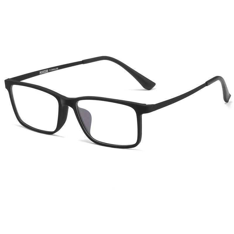 KatKani Unisex Full Rim Square Tr 90 Titanium Eyeglasses Hr8085 Full Rim KatKani Eyeglasses Black  