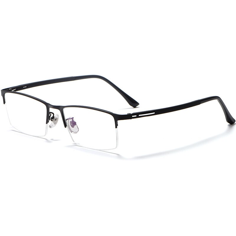 Reven Jate Men's Semi Rim Square Alloy Tr 90 Eyeglasses 9916 Semi Rim Reven Jate Black  