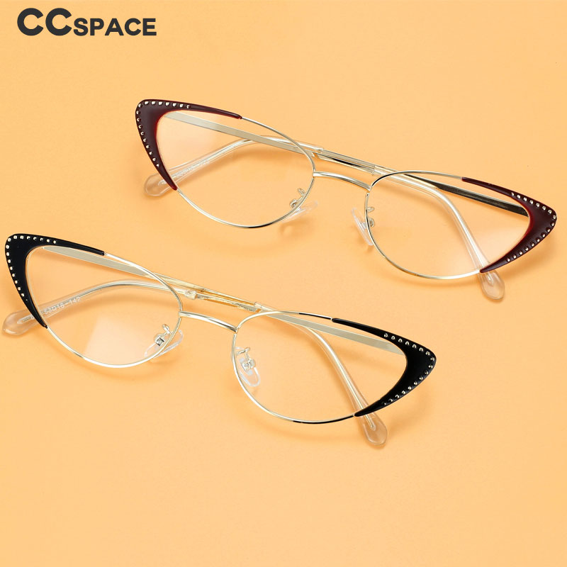 CCspace Unisex Full Rim Oval Cat Eye Acetate Alloy Eyeglasses 55413 Full Rim CCspace   