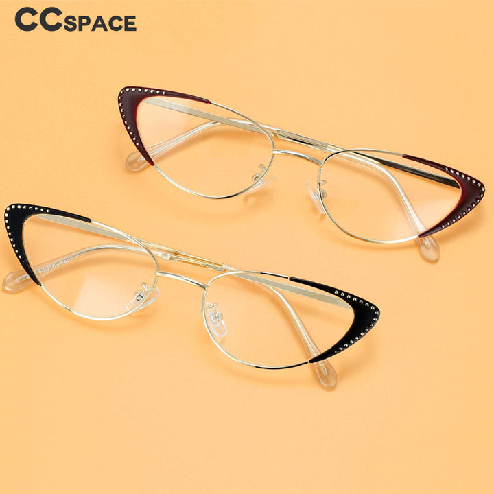 CCspace Unisex Full Rim Oval Cat Eye Acetate Alloy Eyeglasses 55413 Full Rim CCspace   