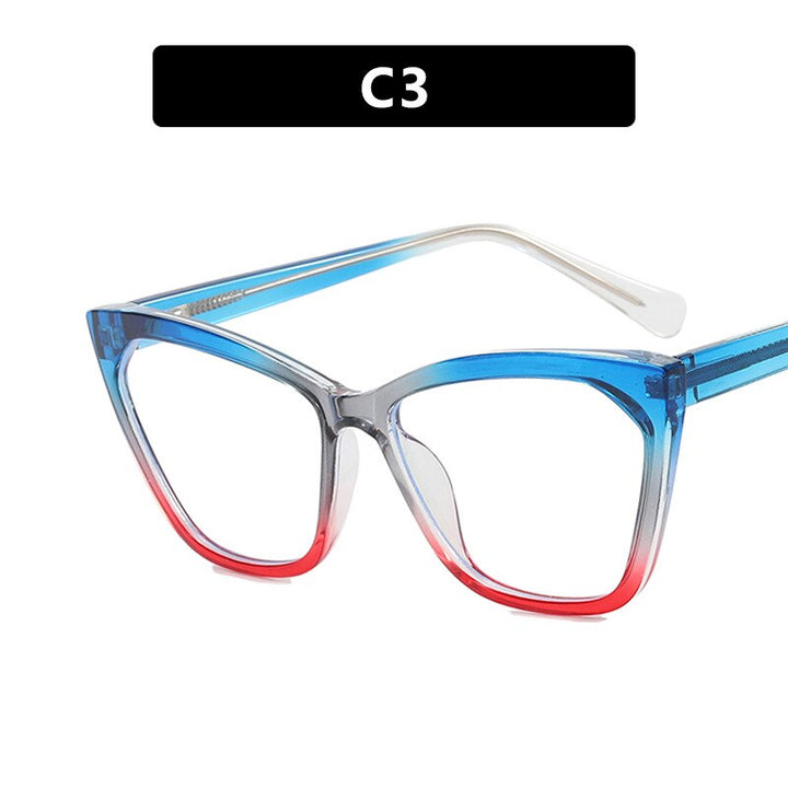 CCspace Women's Full Rim Square Cat Eye Tr 90 Titanium Eyeglasses 55300 Full Rim CCspace BluishRed China 