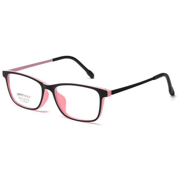 KatKani Unisex Full Rim Square Tr 90 Titanium  Reading Glasses Anti Blue Light  9832xp Reading Glasses KatKani Eyeglasses Black Pink 0.50 