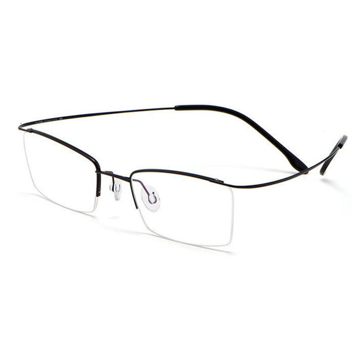 Hotochki Men's Semi Rim Rectangle Titanium Frame Eyeglasses 30004 Semi Rim Hotochki black  