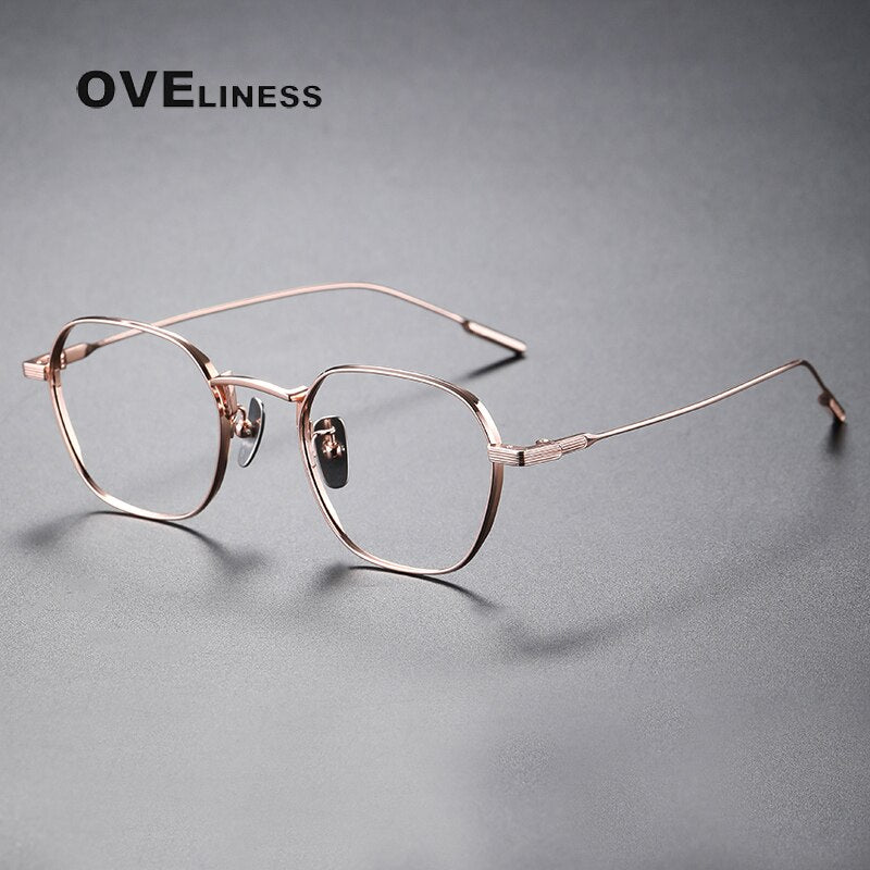 Oveliness Unisex Full Rim Irregular Square Titanium Eyeglasses 80808 Full Rim Oveliness rose gold  