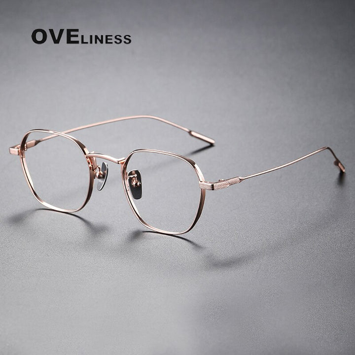 Oveliness Unisex Full Rim Irregular Square Titanium Eyeglasses 80808 Full Rim Oveliness rose gold  