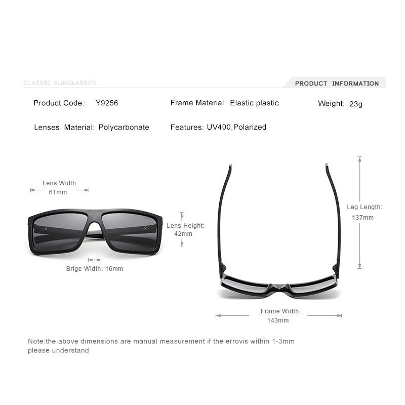 Oley Unisex Square Tr 90 Polarized Sunglasses Y9256 Sunglasses Oley   
