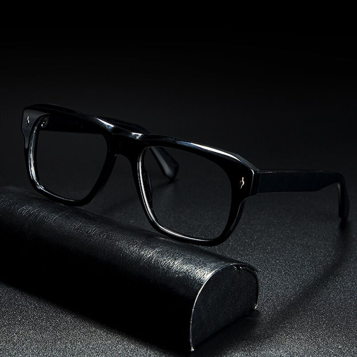 Gatenac Unisex Full Rim Square Acetate Eyeglasses Gxyj839 Full Rim Gatenac Black  