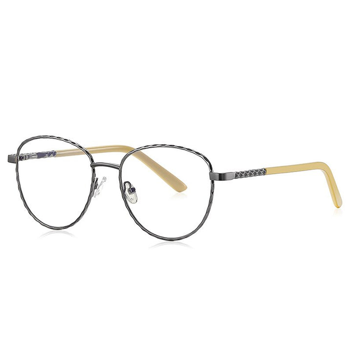 CCspace Women's Full Rim Round Square Stainless Steel Eyeglasses 54529 Full Rim CCspace China Gun yellow 