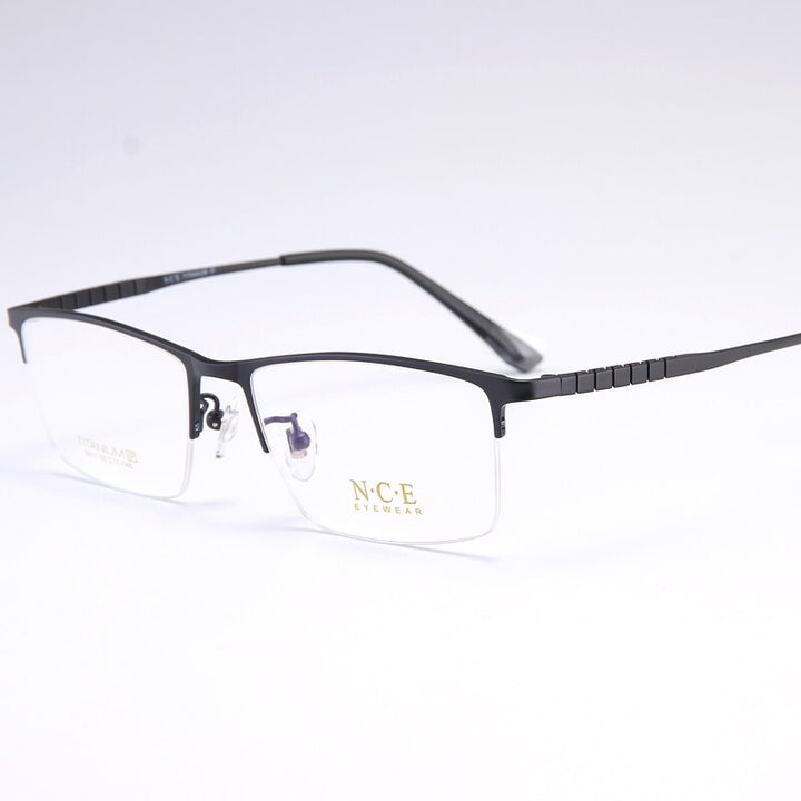 Reven Jate Men's Semi Rim Square Titanium Eyeglasses 5011 Semi Rim Reven Jate black  