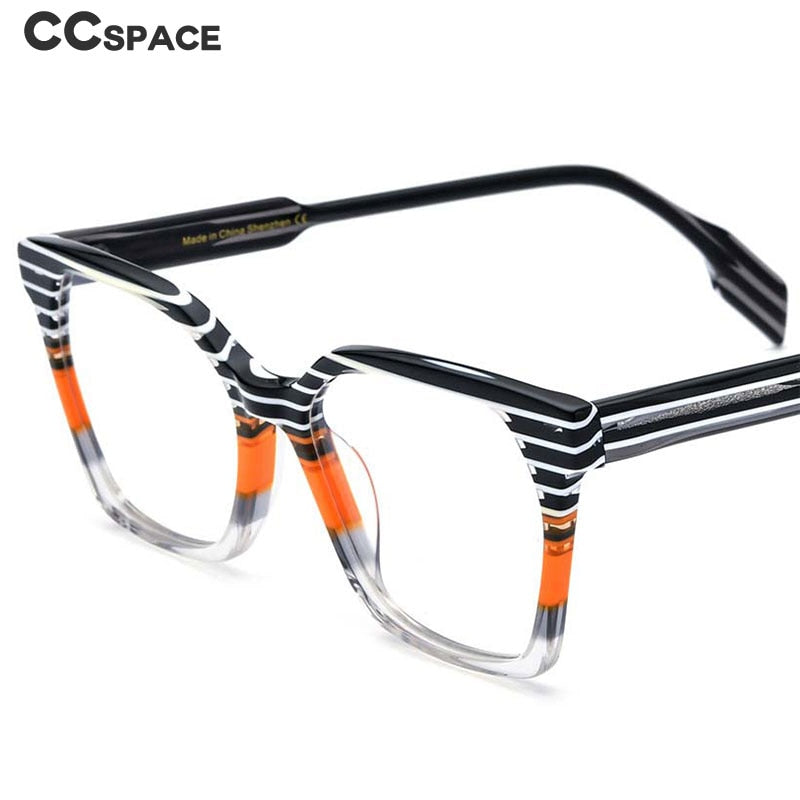 CCspace Unisex Full Rim Square Acetate Eyeglasses 55167 Full Rim CCspace   