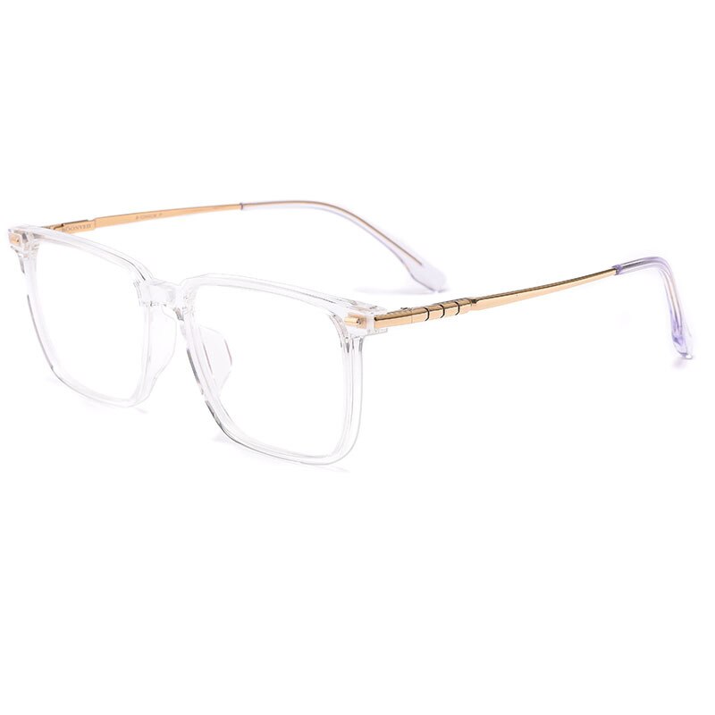 Yimaruili Men's Full Rim Square Titanium Eyeglasses BV85001 Full Rim Yimaruili Eyeglasses Transparent Gold  