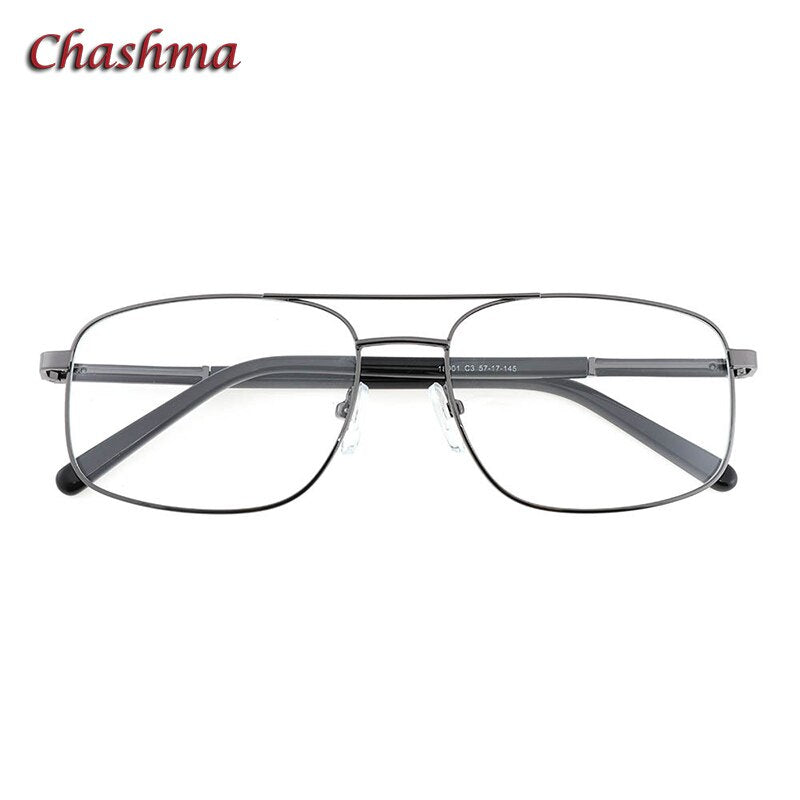 Chashma Ochki Men's Full Rim Square Double Bridge Stainless Steel Eyeglasses18001 Full Rim Chashma Ochki Gray  