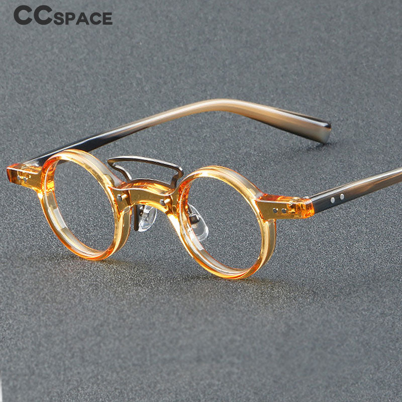 CCSpace Unisex Full Rim Round Double Bridge Acetate Fiber Eyeglasses 55725 Full Rim CCspace   
