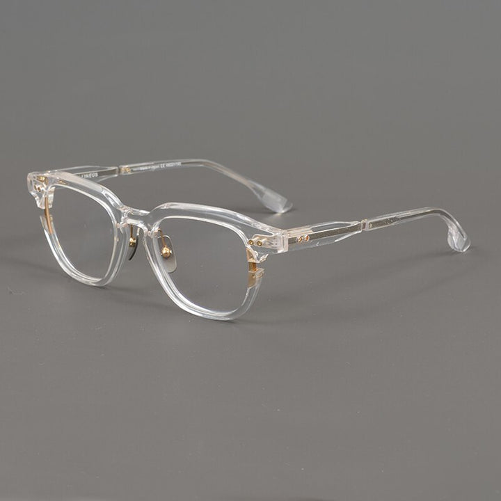 Gatenac Unisex Full Rim Round Square Acetate Eyeglasses Gxyj888 Full Rim Gatenac Transparent  