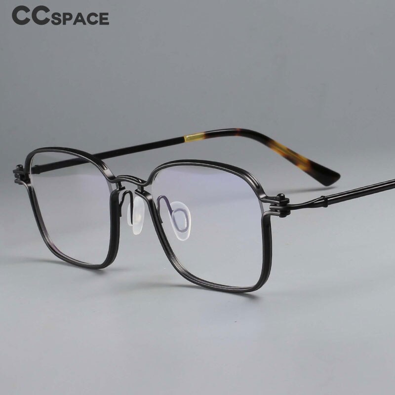 CCSpace Unisex Full Rim Square Handcrafted Titanium Eyeglasses 54708 Full Rim CCspace   