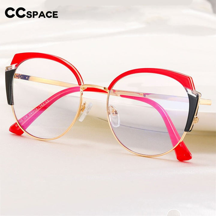 CCspace Women's Full Rim Square Tr 90 Titanium Eyeglasses 55383 Full Rim CCspace   