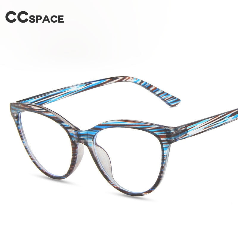 CCspace Unisex Full Rim Cat Eye Tr 90 Titanium Eyeglasses 55437 Full Rim CCspace   