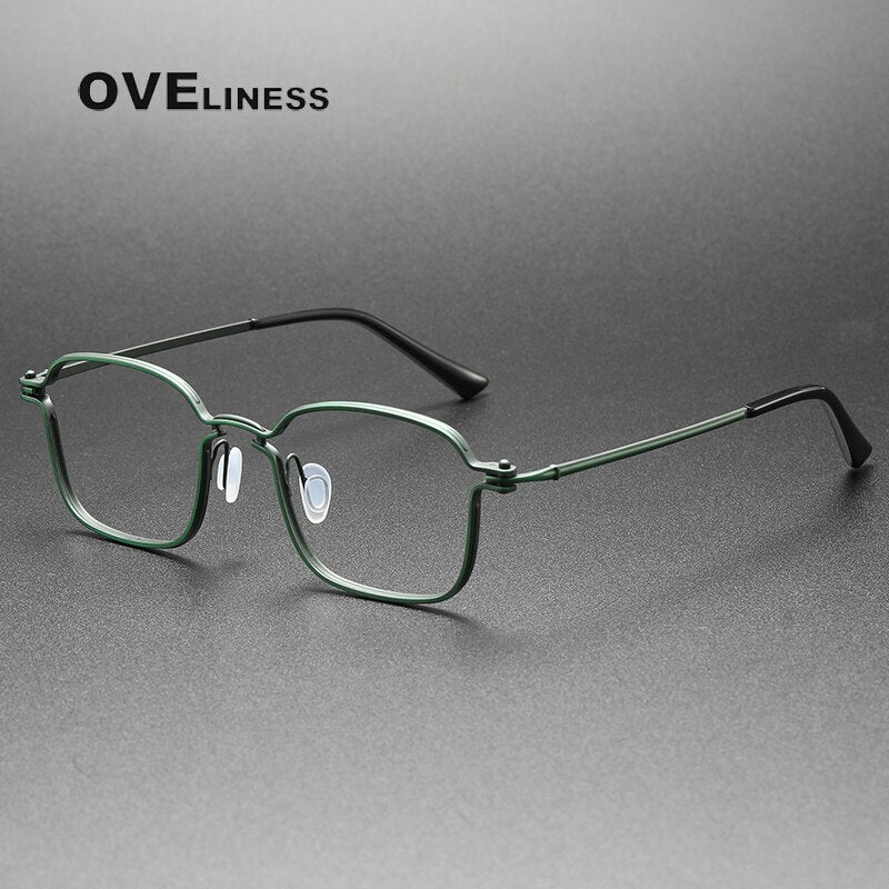 Oveliness Unisex Full Rim Square Titanium Eyeglasses 5898 Full Rim Oveliness green  