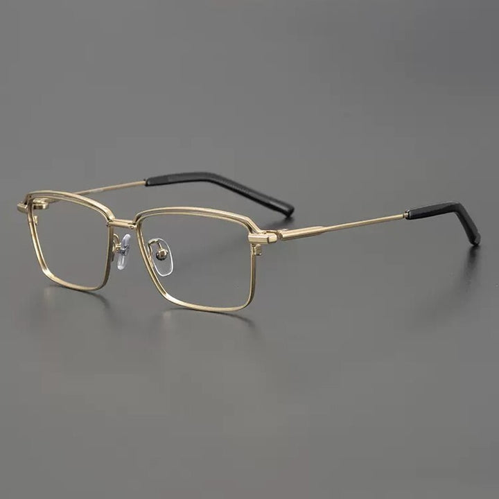 Gatenac Unisex Full Rim Square Titanium Eyeglasses Gxyj906 Full Rim Gatenac Gold  