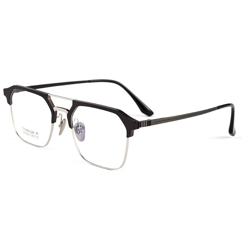Handoer Men's Full Rim Square Titanium Double Bridge Eyeglasses 9204ch