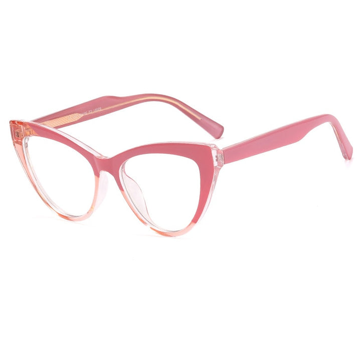 CCspace Women's Full Rim Cat Eye Tr 90 Titanium Eyeglasses 55288 Full Rim CCspace China C2PurplePink 