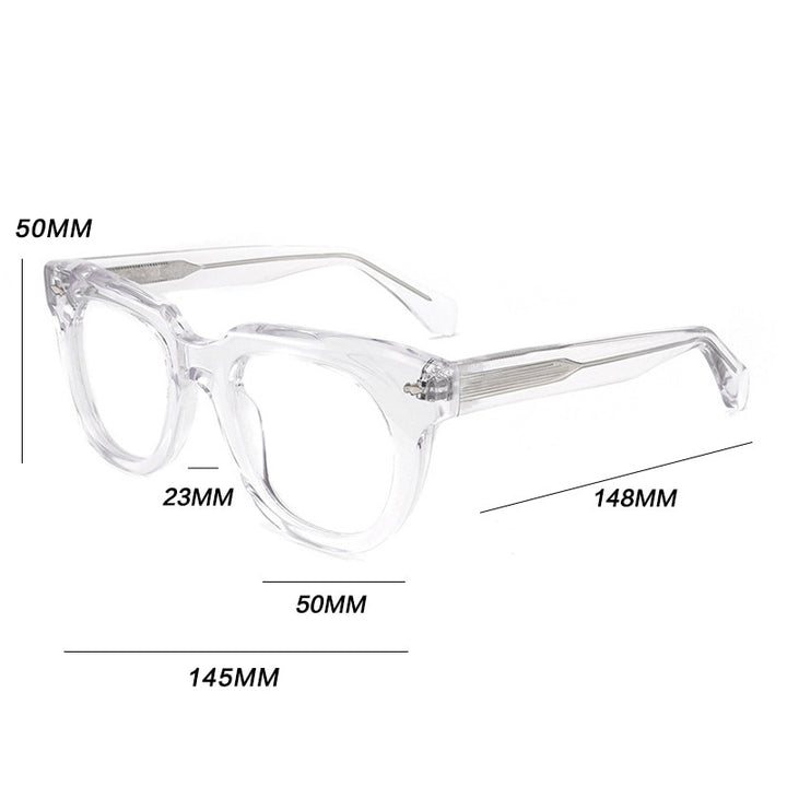 Gatenac Unisex Full Rim Square Acetate Frame Eyeglasses Gxyj774 Full Rim Gatenac   