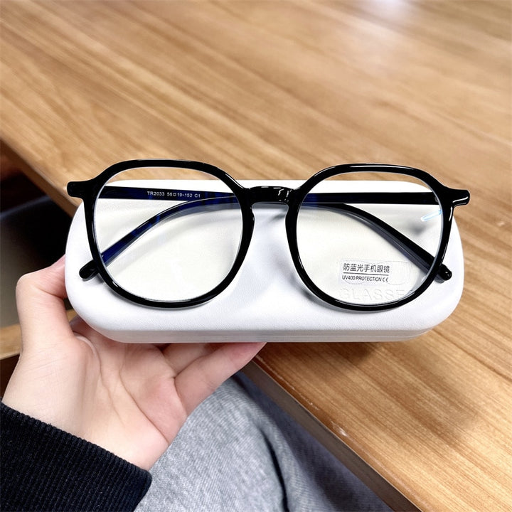 Cubojue Unisex Full Rim Oversized Round Tr 90 Titanium Eyeglasses 2033 Reading Glasses Cubojue   