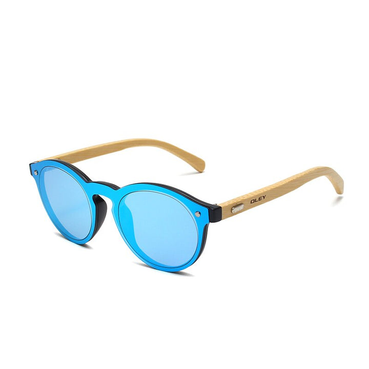 Oley Women's Round Bamboo Leg Color Film Sunglasses Z0479 Sunglasses Oley Z0479 C3 custom logo 