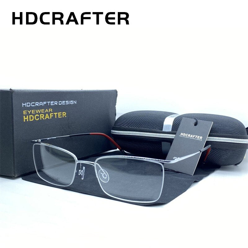 Hdcrafter Men's Semi Rim Square Titanium Eyeglasses 5502 Semi Rim Hdcrafter Eyeglasses   