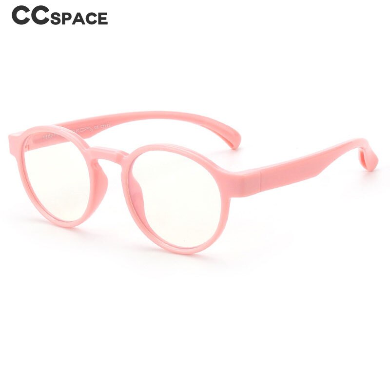 CCSpace Youth Unisex Full Rim Round Silicone Titanium Eyeglasses 55247 Full Rim CCspace   