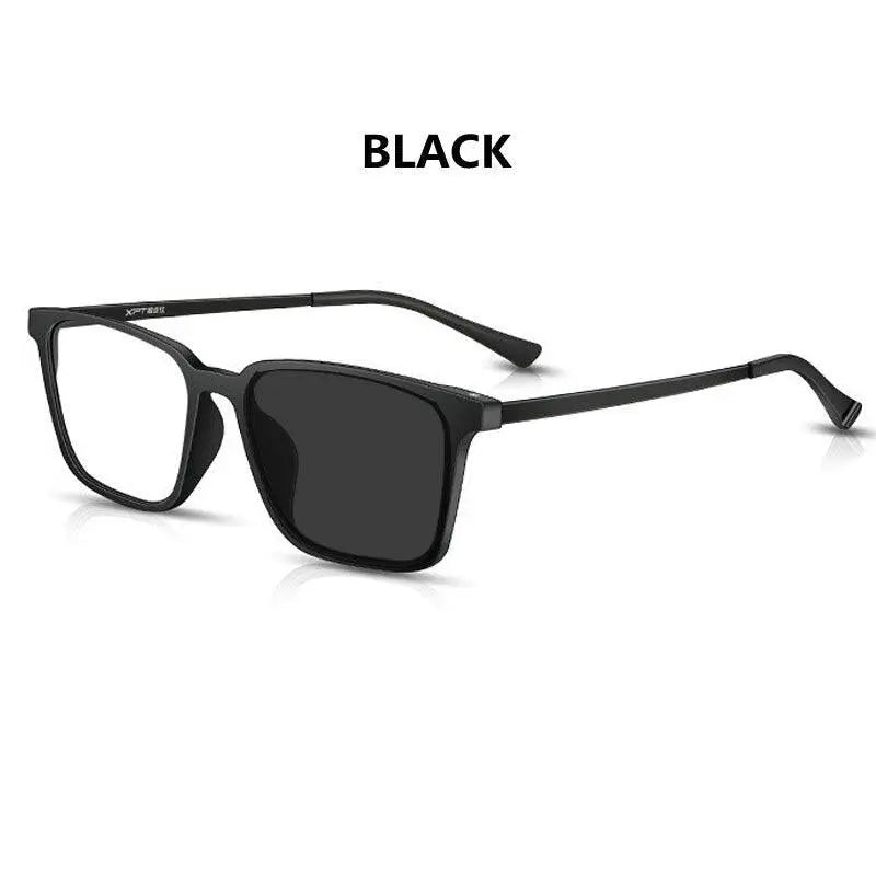 Handoer Unisex Full Rim Square Tr 90 Titanium Hyperopic +350 to +600 Photochromic Reading Glasses 9822-1.