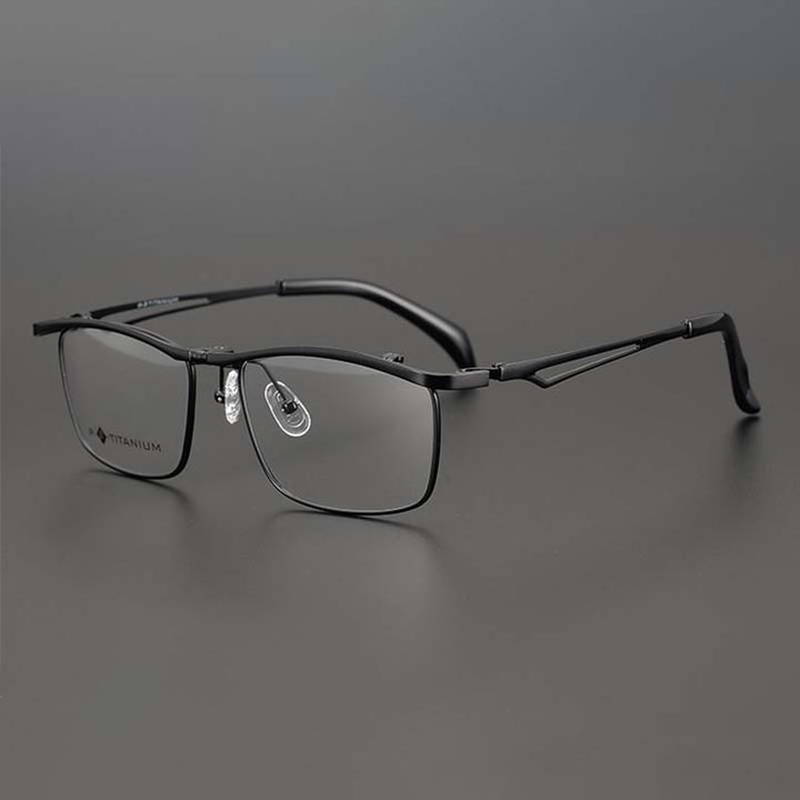 CCSpace Unisex Full Rim Square Titanium Flip Up Eyeglasses 53227 Full Rim CCspace Black China 