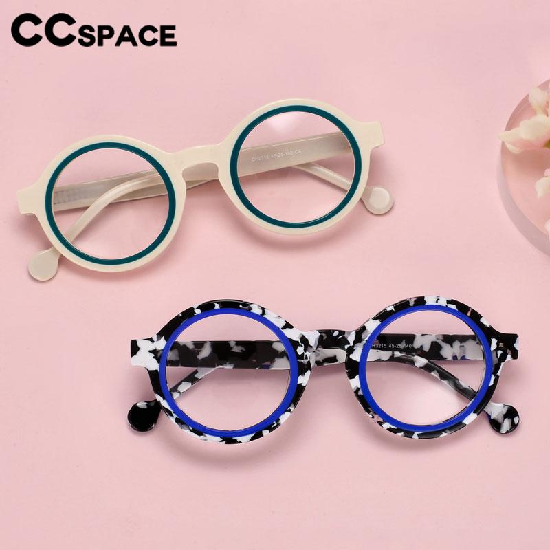 CCspace Women's Full Rim Small Round Acetate Eyeglasses 56559 Full Rim CCspace   