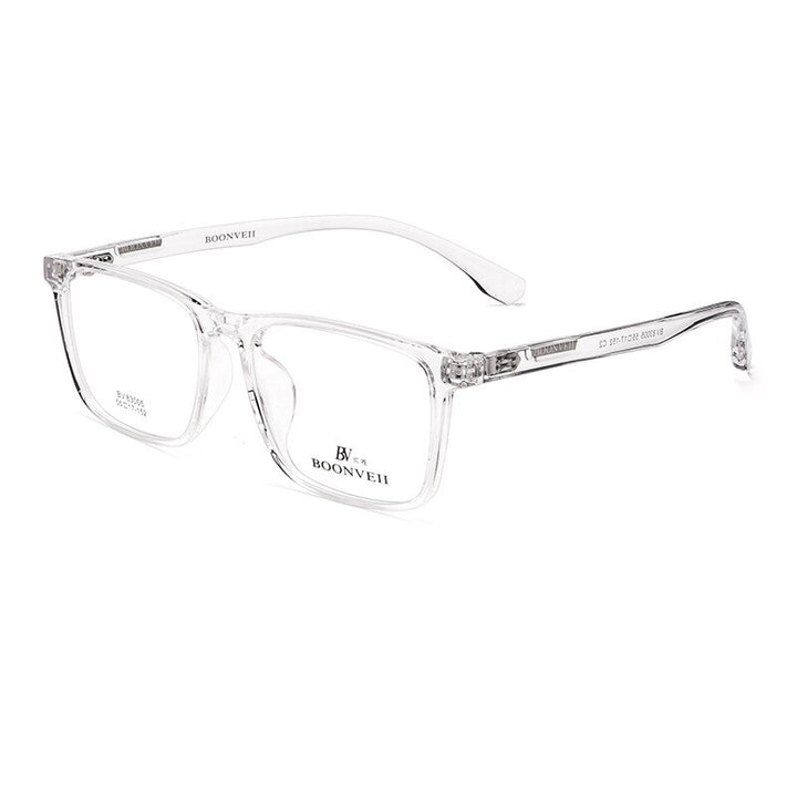 Yimaruili Men's Full Rim Large Square Tr 90 Acetate Eyeglasses Bv83005b Full Rim Yimaruili Eyeglasses Transparent  