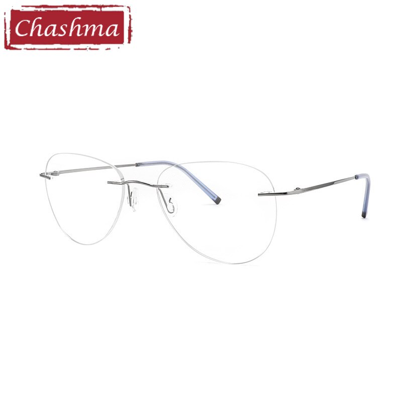 Chashma Ottica Unisex Rimless Customized Shape Lens Square Titanium Eyeglasses 8011 Rimless Chashma Ottica Gray  