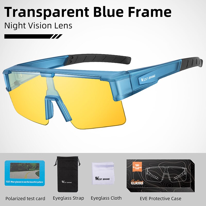 West Biking Unisex Semi Rim Fit Over Myopic Polarized Sunglasses Yp0703144-146 Sunglasses West Biking Photochromic Blue 1  