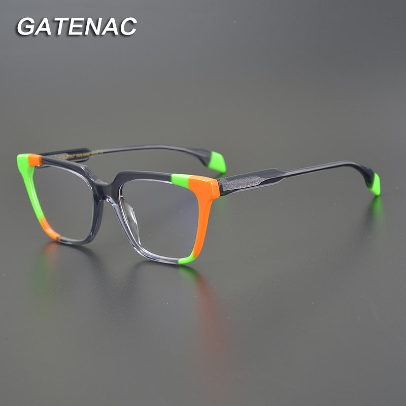 Gatenac Unisex Full Rim Square Round Acetate Eyeglasses Gxyj850 Full Rim Gatenac   