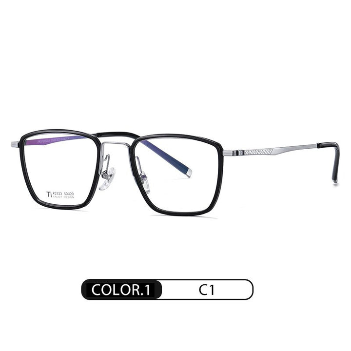 Hothcki Men's Full Rim Irregular Square Alloy Eyeglasses R2323 Full Rim Hotochki C1  