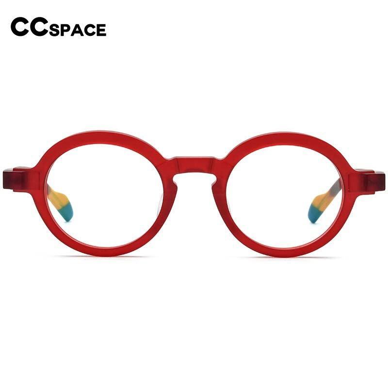 CCSpace Unisex Full Rim Irregular Round Acetate Eyeglasses 54704 Full Rim CCspace   