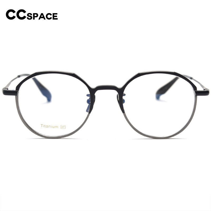 CCSpace Unisex Full Rim Round Titanium Eyeglasses 55458 Full Rim CCspace   