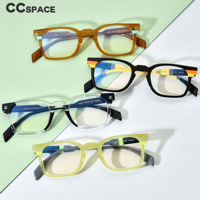 CCspace Women's Full Rim Square Acetate Eyeglasses 55048 Full Rim CCspace   