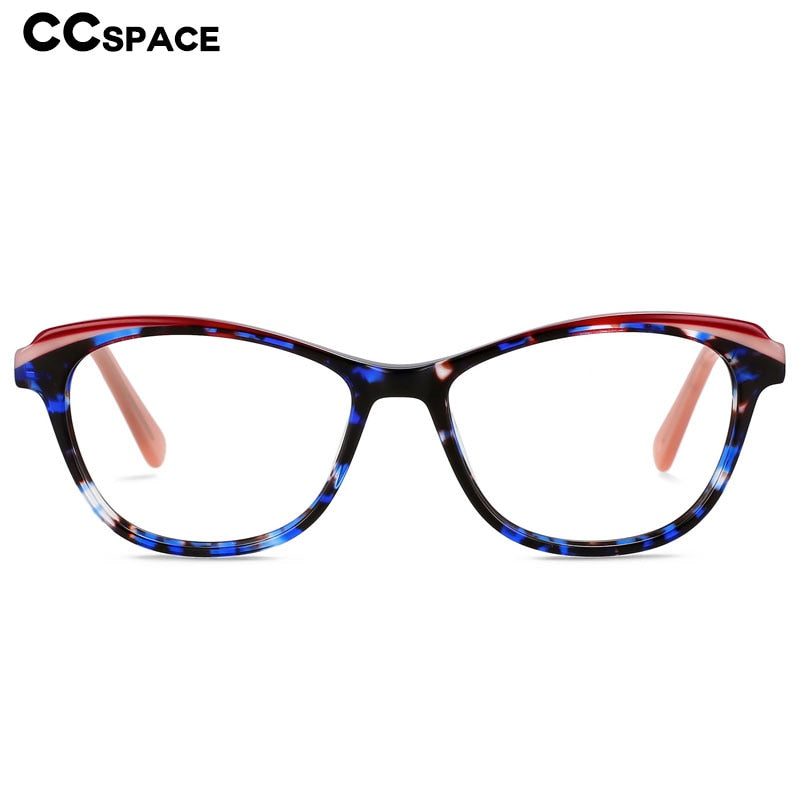 CCspace Unisex Full Rim Small Square Cat Eye Acetate Eyeglasses 55571 Full Rim CCspace   