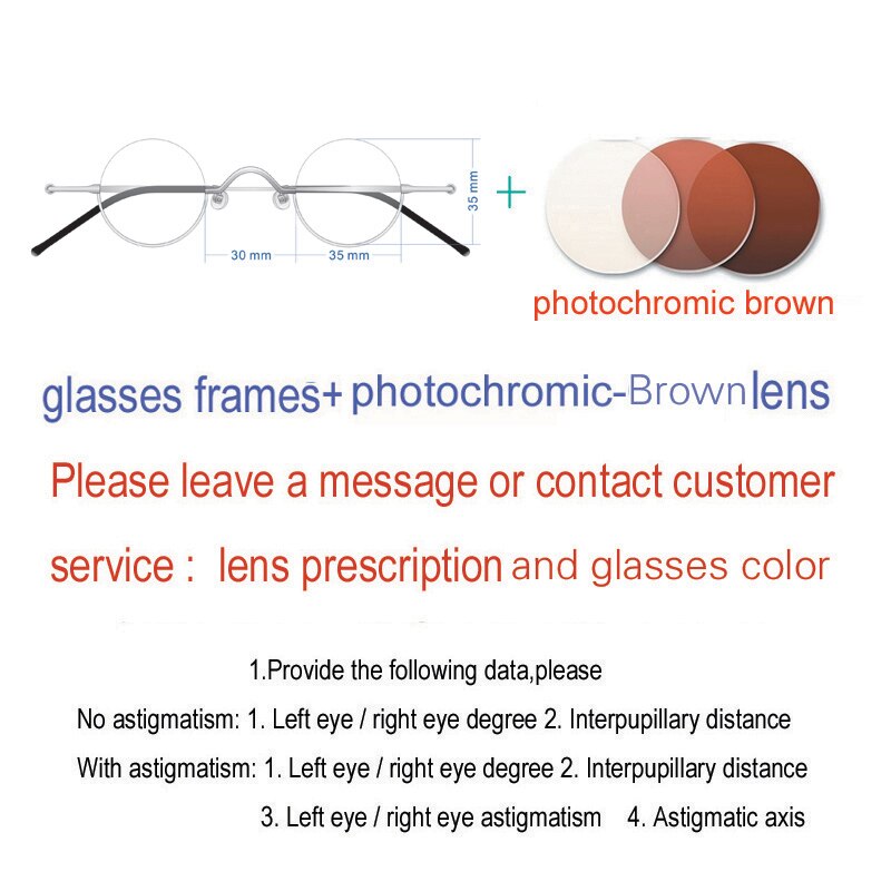 Yujo Unisex Semi Rim Round Stainless Steel Eyeglasses Customized Lens Options 35mm Semi Rim Yujo Browning China 