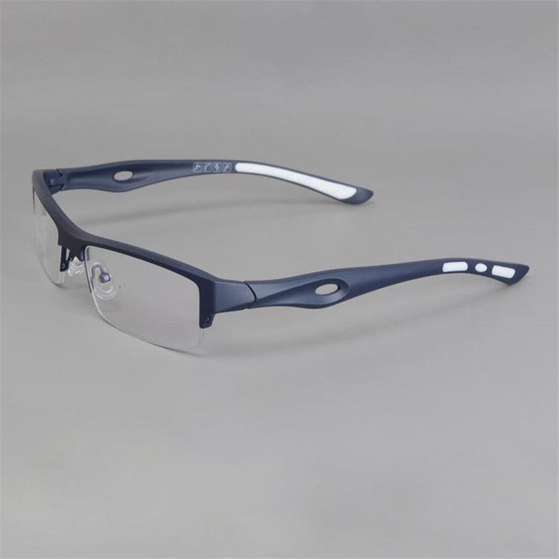 Cubojue Unisex Semi Rim Square Tr 90 Titanium Sport Myopia Eyeglasses Optional Photochromic Reading Glasses Cubojue no function lens 0 blue 