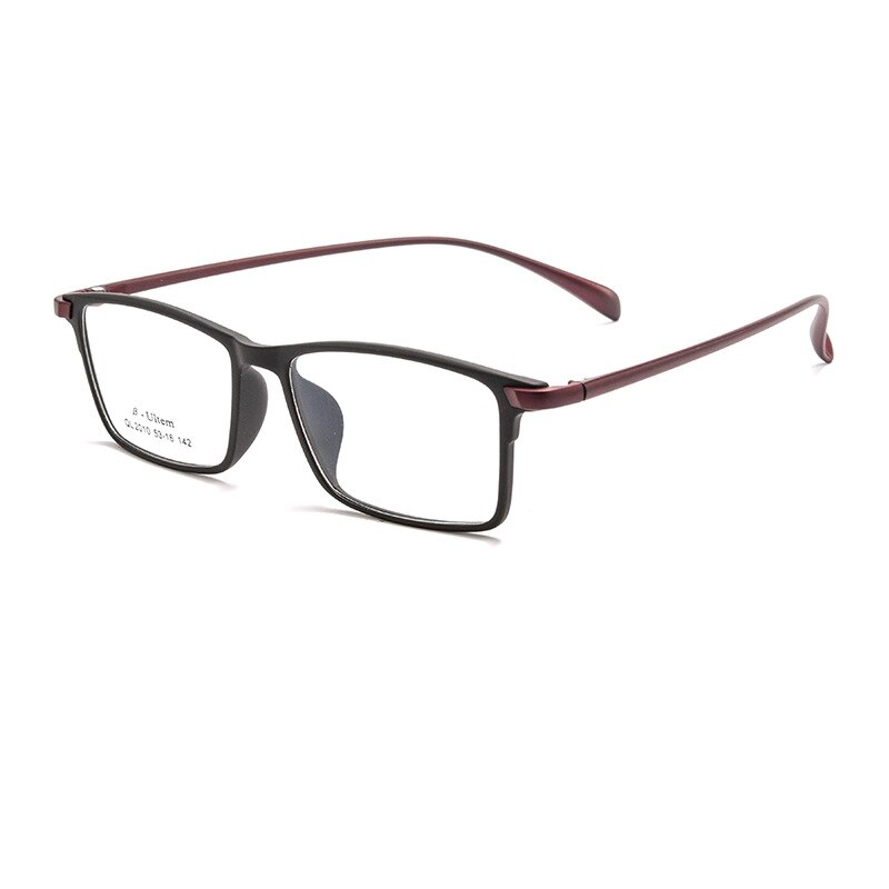 KatKani Unisex Full Rim Square Ultem Steel Eyeglasses 2010ql Full Rim KatKani Eyeglasses Black Red  