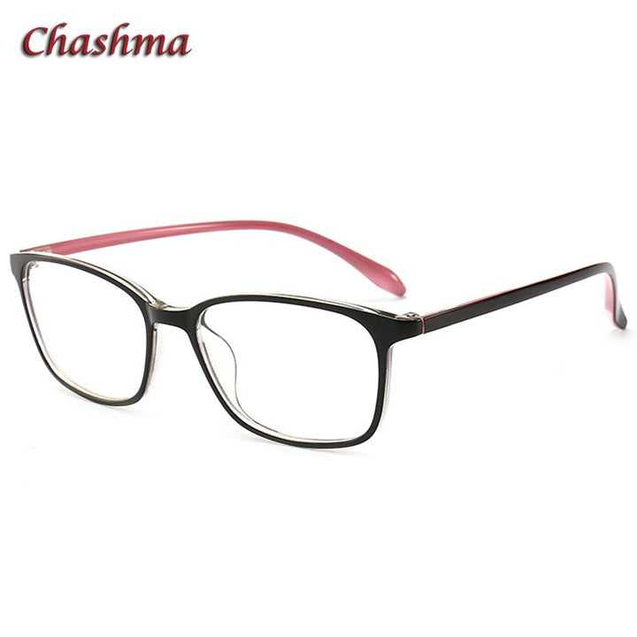 Chashma Women's Full Rim Square TR 90 Resin Titanium Frame Eyeglasses 6058 Full Rim Chashma Black Pink  