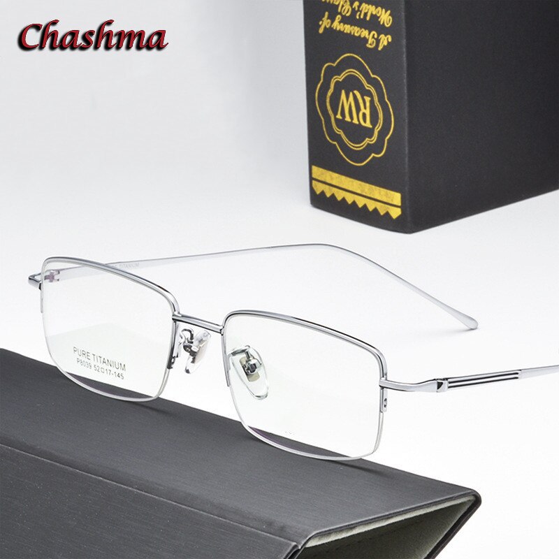 Chashma Ochki Men's Semi Rim Square Titanium Eyeglasses 8039 Semi Rim Chashma Ochki   