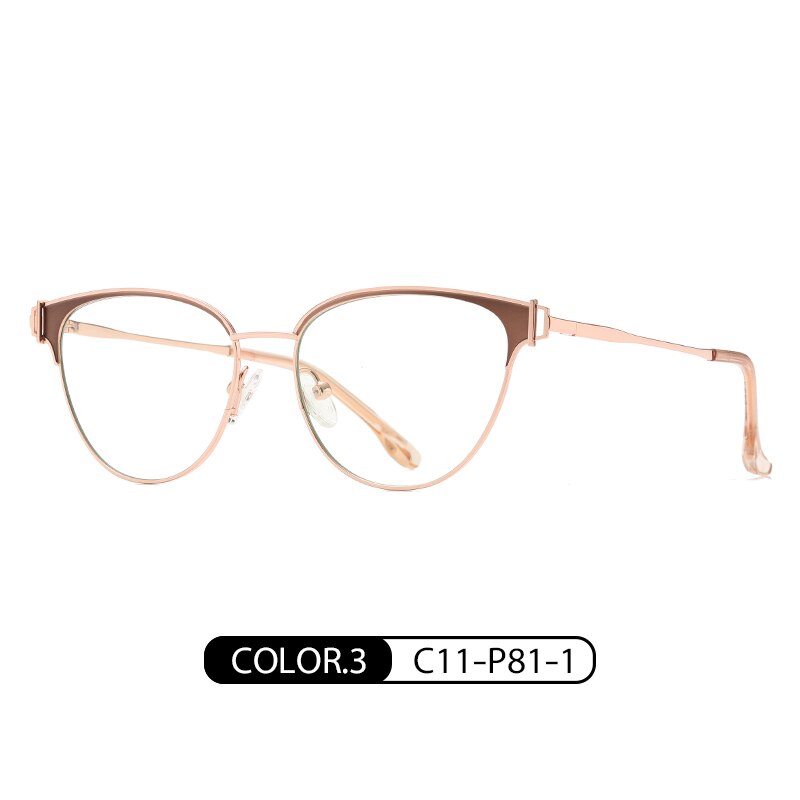 Zirosat Women's Full Rim Cat Eye Acetate Alloy Eyeglasses 8611 Full Rim Zirosat coffee-golden  